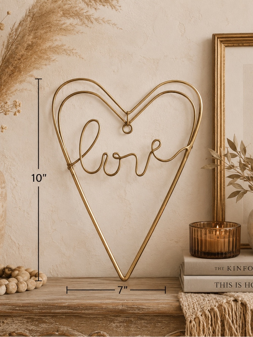 Gold Metal Heart Love Wall Decor